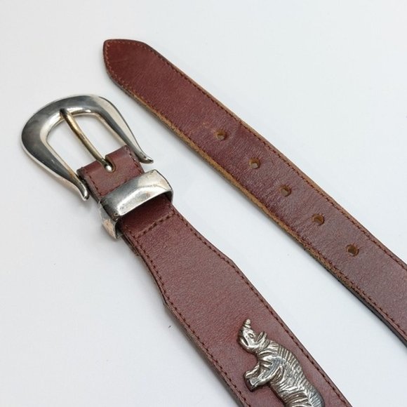 Brighton Honest Leather Concho Belt Size 28 Animal Zebra Elephant Tiger Bear - Picture 4 of 9